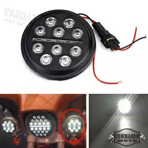 4.5C` LED DRL tHOv n[[c[OOCh [hLO CfBA `[tep 4.5" LED DRL Fog Light For Harley Touring Glide Road King Indian Chief Chieftain