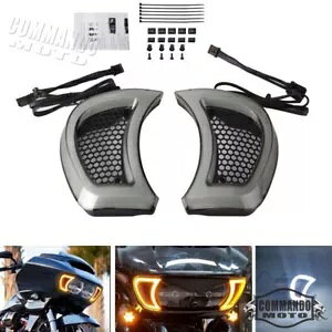 2015-2023 �n�[���[���[�h�O���C�h���f���p�w�b�h���C�g�x���g�A�N�Z���g�^�[���V�O�i�����C�g For 2015-2023 Harley Road Glide Models Headlight Vent Accent Turn Signal Lights �y���s�A���i�z