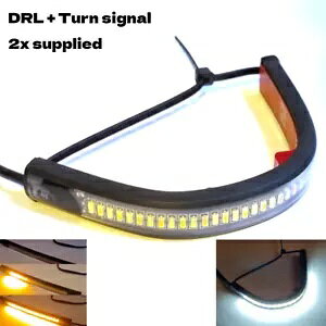 2X LED ���j�o�[�T�� �A���o�[ �I�[�g�o�C �t�H�[�N �^�[���V�O�i�� �C���W�P�[�^�[ �E�C���J�[ ���C�g �X�g���b�v 2X LED Universal Amber Motorcycle Fork Turn Signal Indicator Blinker Light Strip �y���s�A���i�z