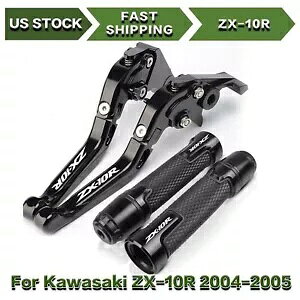 Kawasaki ZX-10R 04-05 CNC ܂肽ݎu[LNb`o[nho[ObvZbg For Kawasaki ZX-10R 04-05 CNC Foldable Brake Clutch Levers Handlebar Grips Sets