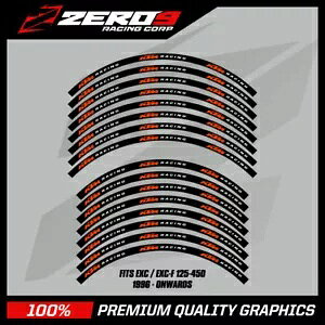 KTM リム デカール 21 インチ / 18 インチ EXC EXC-F XC-W MX モトクロス グラフィック デカール BLK / ORA KTM Rim Decals 21" / 18" EXC EXC-F XC-W MX Motocross Graphics Decals BLK / ORA