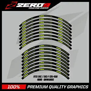 KTM リム デカール 21 インチ / 18 インチ EXC EXC-F XC-W MX モトクロス グラフィック デカール BLK/YEL-F KTM Rim Decals 21" / 18" EXC EXC-F XC-W MX Motocross Graphics Decals BLK/ YEL-F