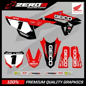 JX^ MX OtBbNX Lbg: HONDA CR CRF OtBbNX 125-450 / GEICO SOLID BLK RED Custom MX Graphics Kit: HONDA CR CRF Graphics 125-450 / GEICO SOLID BLK RED