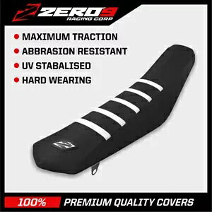 SUZUKI RM ���u�O���b�p�[�V�[�g�J�o�[: RMZ250 07-09 / RMZ450 05-07 BLK / BLK / WH SUZUKI RM Ribbed Gripper Seat Cover: RMZ250 07-09 / RMZ450 05-07 BLK / BLK / WH �y���s�A���i�z
