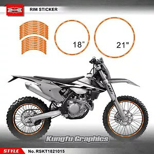21 & 18 C` I[goC  XebJ[ It[h OtBbN XgCv rj[ fJ[ IW 21 & 18 Inch Motorcycle Rim Sticker Off-Road Graphic Stripes Vinyl Decal Orange