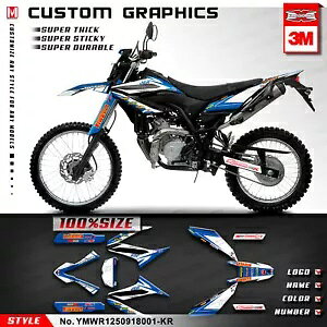 �J�X�^���O���t�B�b�N�r�j�[���X�e�b�J�[ ���}�n WR125R WR125X 2009 �` 2018 �u���[���b�v�p Custom Graphics Vinyl Stickers for Yamaha WR125R WR125X 2009 to 2018 Blue Wrap