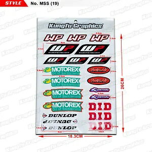 WP [VOX|T[StH[NTXyVXebJ[Lbgrj[V[gI[goCfJ[ WP Racing Sponsor Logo Fork Suspension Sticker Kit Vinyl Sheet Motorcycle Decals