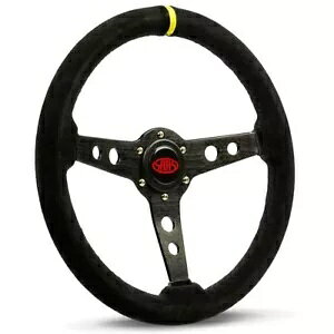 SAAS XeAO zC[ XG[h 350mm ADR g ubN X|[N + CWP[^[ SAAS Steering Wheel Suede 350mm ADR Retro Black Spoke + Indicator