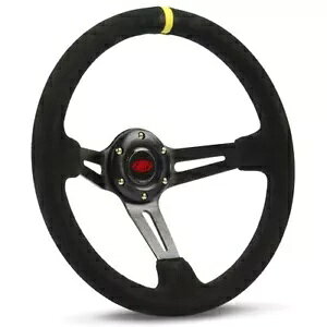 SAAS XeAOzC[ XG[h 14 C` ADR fB[vfBbV ubN Xbg + CWP[^[ SAAS Steering Wheel Suede 14" ADR Deep Dish Black Slotted + Indicator