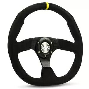 SAAS XeAOzC[ XG[h 350mm ADR ubN tbg{g + CWP[^[ SAAS Steering Wheel Suede 350mm ADR Black Flat Bottom + Indicator
