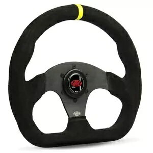 SAAS XeAOzC[ XG[h 13 C` ADR ubN tbg{g + CWP[^[ SAAS Steering Wheel Suede 13" ADR Black Flat Bottom + Indicator