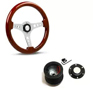 SAAS ؖڒX|[c 14 C`XeAOzC[ & {XLbg _bgT 180B 200B p SAAS Wood Grain Sports 14" Steering Wheel & Boss Kit For Datsun 180B 200B