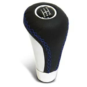 ���U�[�M�A�m�u �u���b�N�A�u���[�X�e�b�`��8�V�t�g�p�^�[���C���T�[�g Leather Gear Knob Black With Blue Stitching & 8 Shift Patterns Insert �y���s�A���i�z