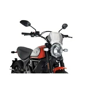 PUIG �t�����g�t�F�A�����O �h�D�J�e�B �X�N�����u���[ 800 �A�C�R�� �_�[�N 2020 - 2023 �V���o�[ 9799P PUIG FRONT FAIRING FOR DUCATI SCRAMBLER 800 ICON DARK 2020 - 2023 SILVER 9799P �y���s�A���i�z