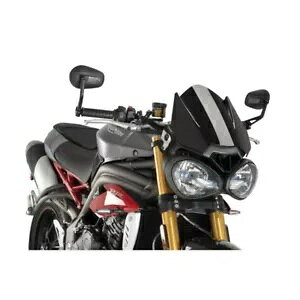 �t�����g�K���X Puig �g���C�A���t �X�g���[�g �g���v�� 765 R/RS 2017 - 2019 �u���b�N 8929N- WINDSHIELD PUIG FOR TRIUMPH STREET TRIPLE 765 R/RS 2017 - 2019 BLACK 8929N- �y���s�A���i�z