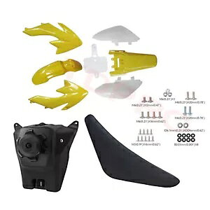 ���F�̃v���X�`�b�N�t�F���_�[�L�b�g + �g�[���V�[�g�^���N CRF50 110cc 125cc 140 �p�_�[�g�o�C�N Yellow Plastics Fender Kit + Tall Seat Tank Dirt Bike For CRF50 110cc 125cc 140