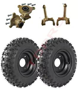 2X tg 4.10-6 zC[  ^C X^u ANX nu S[J[g ATV oM[ NAbh St J[g 2X Front 4.10-6 Wheel Rim Tyre Stub Axle Hub Go kart ATV Buggy Quad Golf Cart