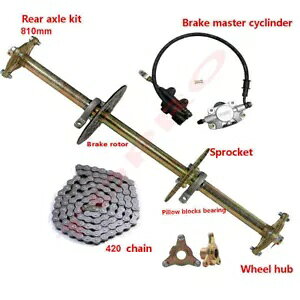 810mm ゴーカート リア アクスル キット ブレーキ アセンブリ付き、ATV 用 3 スタッド ホイール ハブ スプロケット 810mm Go Kart Rear Axle Kit w/ Brake Assembly, 3 Stud Wheel Hub Sprocket for ATV