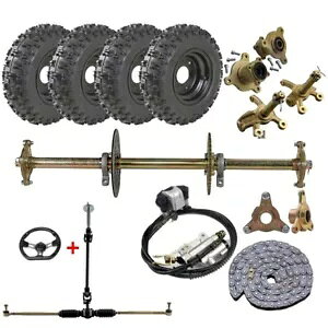 810mm DIY ATV S[J[g A ANX Lbg + 6 C` zC[ + XeAO AZu htg gCN 810mm DIY ATV Go Kart Rear Axle Kit + 6" Wheels + Steering Assembly Drift Trike