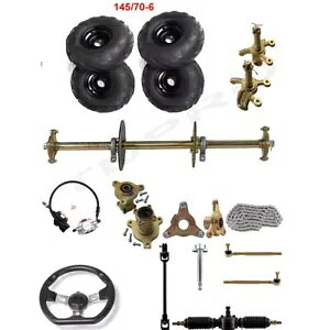 810mm DIY ATV S[J[g AANXLbg + 6 C`zC[ + XeAOAZuStJ[g 810mm DIY ATV Go Kart Rear Axle Kit + 6" Wheels + Steering Assembly Golf Cart
