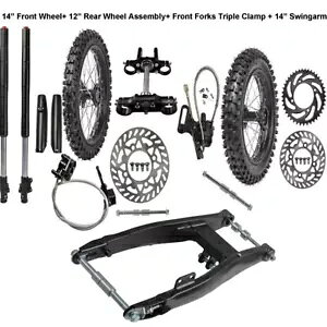 tgtH[NGh + AXCOA[ + 14" 12" zC[ _[goCN Ag~bN 110cc 125cc CRF Front Forks End +Rear Swing Arm + 14" 12" Wheel Dirt Bike Atomik 110cc 125cc CRF