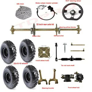 810mm ATV S[J[g AANXLbg + 10 C`zC[ + XeAOLbg DIY p[c StJ[g 810mm ATV Go Kart Rear Axle Kit + 10" Wheels + Steering Kit DIY Parts Golf Cart