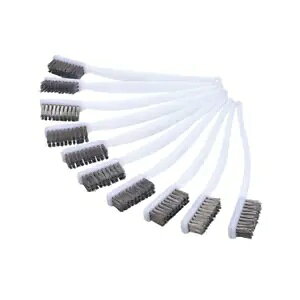 ^C[uV XeXuV Ԑmi x 10 Small Wire Brush Stainless Steel Brush Car Vehicle Mechanic Parts Cleaning x 10