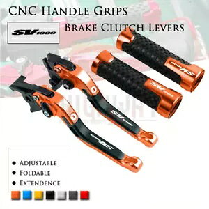 ܂肽݃u[LNb`o[nhObvZbgXYL SV1000S 03-07 Adjust Folding Brake Clutch Levers Handle Grips Set for SUZUKI SV1000S 03-07