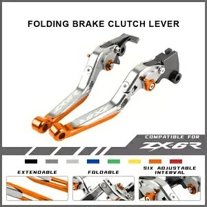 JTLjW ZX6R ZX-6R 19-22 [VO܂肽݃u[LNb`o[ɓK Fit KAWASAKI NINJA ZX6R ZX-6R 19-22 Racing Adjust Folding Brake Clutch Levers