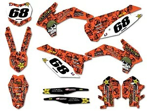 カスタムグラフィック、フルキット KTM 250 SX 2013 2014 2015 に適合するメタルスタイルステッカー Custom graphics, full kit Metal style stickers to fit KTM 250 SX 2013 2014 2015