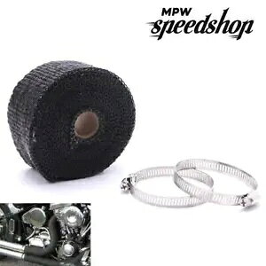 10m �u���b�N�n��o�C�N�r�C�w�b�_�[�p�C�v�q�[�g�V�[���h���b�v 10m Black Lava Motorcycle Exhaust Header Pipe Heat Shield Wrap �y���s�A���i�z