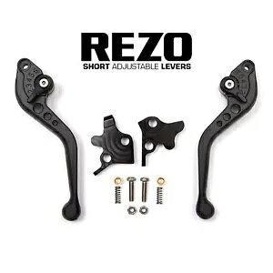 Rezo �V���[�g �u���b�N �I�[�g�o�C ���o�[ �Z�b�g �z���_ CB600F Hornet 2007-2013�p Rezo Short Black Motorcycle Lever Set for Honda CB600F Hornet 2007-2013 �y���s�A���i�z
