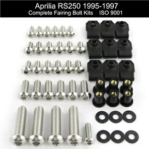 �A�v�����A RS250 1995-1997 �X�e�����X���S�ȃt�F�A�����O�{���g�i�b�g�l�W�L�b�g�ɓK�� Fit For Aprilia RS250 1995-1997 Stainless Complete Fairing Bolts Nuts Screws Kit �y���s�A���i�z