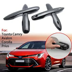 Ԃ̃hAnhJ[{p^[Jo[gg^JJ[vEX 2018-up Car Door Handle Carbon Pattern Cover Trim For Toyota Camry Corolla Prius 2018-up