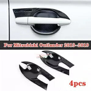 J[{t@Co[ ABS Ԃ̃hA{EJo[gOHAEg_[ 2013-2019 Carbon Fiber ABS Car Door Bowl Cover Trim Fit For Mitsubishi Outlander 2013-2019