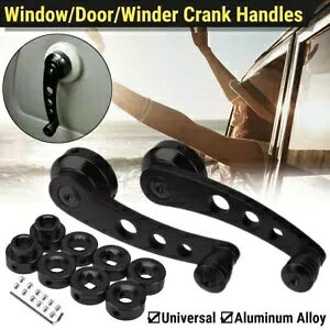 yAjo[TrbgA~jEԂ̃hAEBhENNnhC_[}jAubN Pair Universal Billet Aluminum Car Door Window Crank Handle Winder Manual Black
