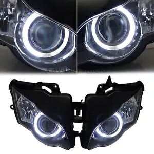 z_ CBR1000RR 08-11 SgݗăwbhCg zCg GWF AC vWFN^[ɓK Fit For Honda CBR1000RR 08-11 Fully Assembly Headlight White Angel Eye Projector