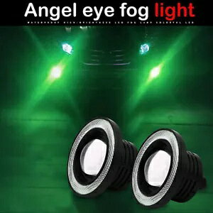 3.5 C` LED tHOCg vWFN^[ hCrO v COB GWF AC n[ O Lbg O[ / 3.5" in LED Fog Light Projector Driving Lamp COB Angel Eye Halo Ring Kit Green /
