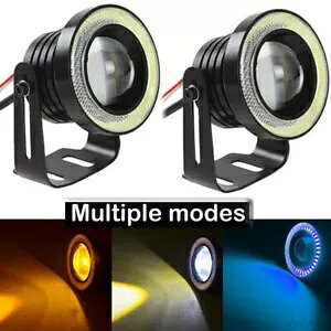 3.5C`u[}`[hLEDtHOCgvWFN^[hCrOvCOBGWFACn[O 3.5inBlue Multimode LED Fog Light Projector Driving Lamp COB Angel Eye Halo Ring
