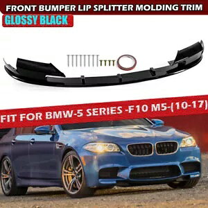 BMW 5 V[Y F10/M5 tgop[bvATChXvb^[X|C[tÂubNɓK Fits BMW 5 Series F10/M5 Front Bumper Lip w/Side Splitters Spoiler Glossy Black
