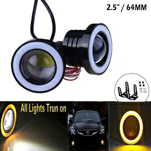 2.5C` 64MM COB CG[ LED tHOCg vWFN^[ J[v n[ GWFAC jo[T/ 2.5" 64MM COB Yellow LED Fog Light Projector Car Lamp Halo Angel Eyes Universal/