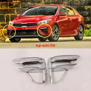 �N���[���t�����g�^�[���V�O�i���t���[���J�o�[�g���� 2 �N���t�H���e�Z���[�g K3 2019-2020 Chrome Front Turn Signal Frame Cover Trim 2pcs For Kia Forte Cerato K3 2019-2020 �y���s�A���i�z