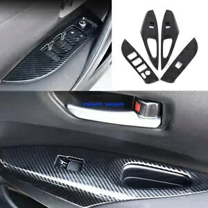 ABS �J�[�{���C���e���A�K���X���t�e�B���O�X�C�b�`�{�^���g�����g���^�J���[�� 2019-20 ABS Carbon Interior glass lifting switch button trim For Toyota Corolla 2019-20