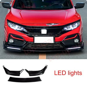 z_ VrbN nb`obN 2017-2020 ubN LED tHOCg DRL tgop[bv For Honda Civic Hatchback 2017-2020 Black LED FOG lights DRL Front Bumper Lip