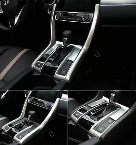 3 個マットクロームダッシュボードギア成形カバートリム 2016-2018 ホンダシビック 3PCS Matte Chrome dashboard Gear Moulding Cover trims For 2016-2018 Honda Civic