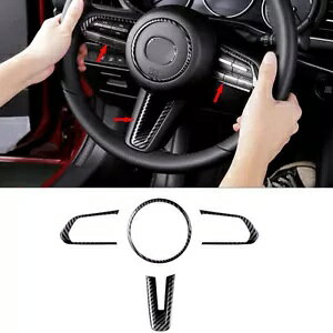 Mazda3 2019-2020 ABS J[{t@Co[bNXeAOzC[t[ 4  For Mazda3 2019-2020 ABS carbon fiber look steering wheel decorative frame 4pcs