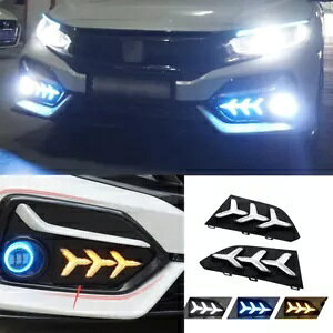 z_ VrbN nb`obN 2017-2021 LED DRL tHOCg fCjOCg 3 F For Honda Civic Hatchback 2017-2021 Led DRL Fog Light Day Running Light 3-Color