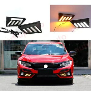 LED tHOvfC^CjOCg^[VOi 2PC z_VrbN Si Z_ 2020 LED Fog Lamp Daytime Running Light turn signal 2PC For Honda Civic Si Sedan 2020