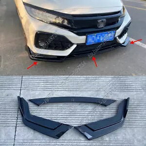 2017-20 z_ VrbN nb`obN ̂ubN tg op[ bv {fB X|C[ 3PC For 2017-20 Honda Civic Hatchback Glossy Black Front Bumper Lip Body Spoiler 3PC