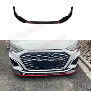AEfB A3 S3 2022-2023  + tgop[bv{fBLbgX|C[g 3  For Audi A3 S3 2022-2023 RED+Black Front Bumper Lip Body Kit Spoiler Trim 3PCS